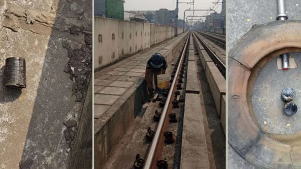 মেট্রোরেলের ট্র্যাক থেকে ককটেল উদ্ধার