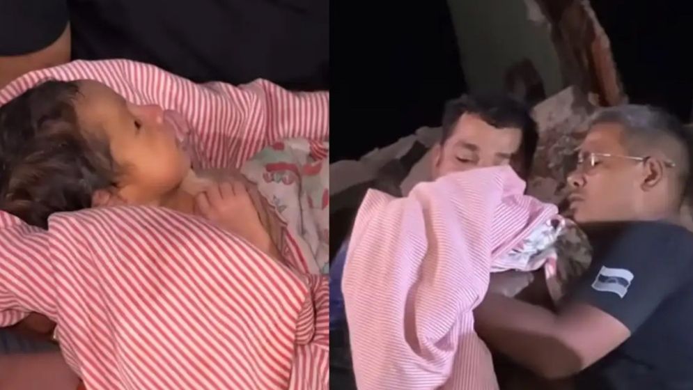৩২ ঘণ্টা পর ধ্বংসস্তূপ থেকে ১৮ দিনের নবজাতককে জীবিত উদ্ধার
