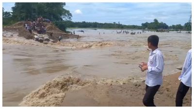 হবিগঞ্জে খোয়াই নদীর বাঁধে ফের ভাঙন, আতঙ্কে এলাকাবাসী