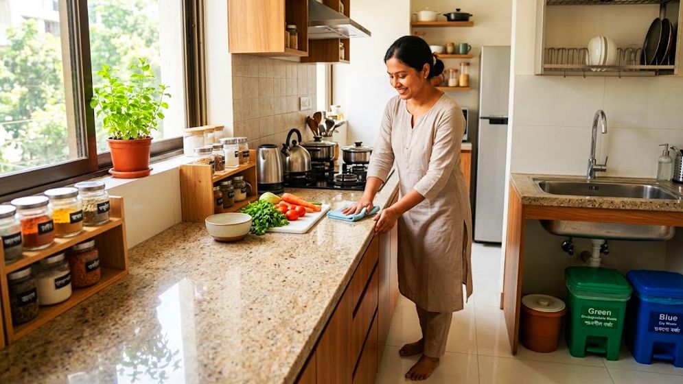 কম পরিশ্রমে রান্নাঘর ঝকঝকে রাখার উপায়