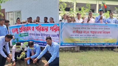 পুঠিয়ায় পরিচ্ছন্নতা অভিযান, গাছের চারা বিতরণ-মাছের পোনা অবমুক্ত