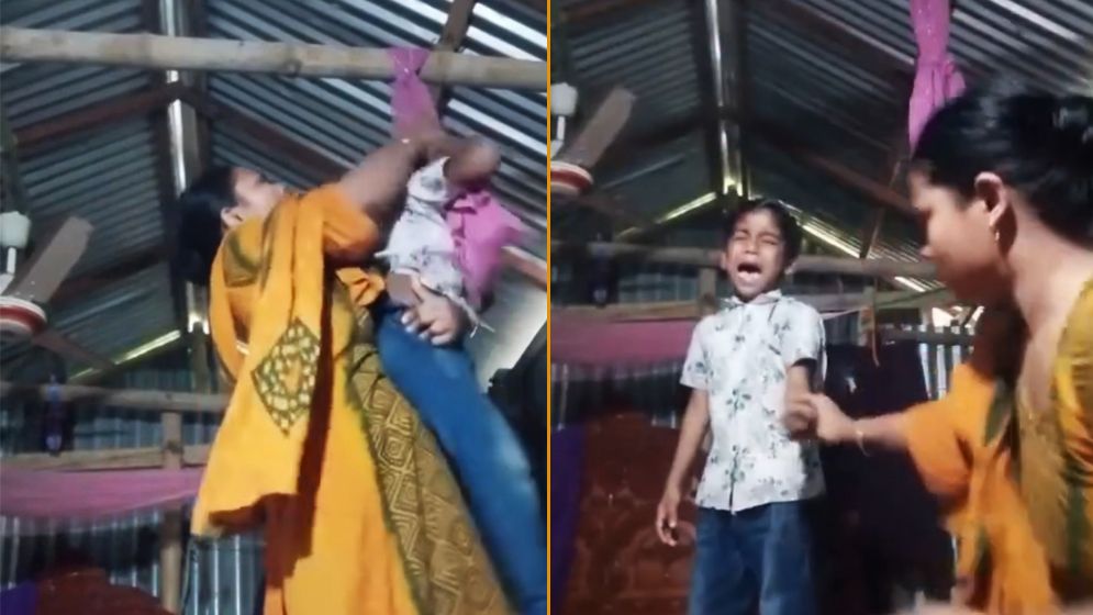 স্বামীর ওপর অভিমান, শিশুকে ফাঁস দেওয়ার চেষ্টা করে ভিডিও পাঠালেন মা