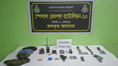 ফরিদপুরে আগ্নেয়াস্ত্র, ককটেল ও সেনাপোশাকসহ ভুয়া সেনা কর্মকর্তা গ্রেপ্তার