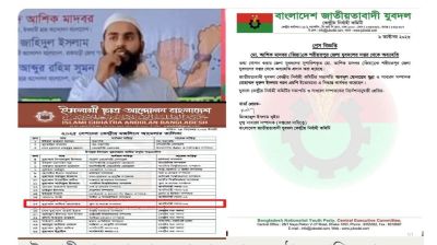 শরীয়তপুর জেলা যুবদল থেকে অব্যাহতি আশিক মাদবরের