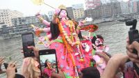 বিসর্জনের মধ্য দিয়ে শেষ হলো শারদীয় দুর্গোৎসব