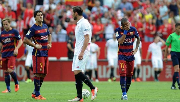 Messi-less Barcelona beaten by Sevilla 