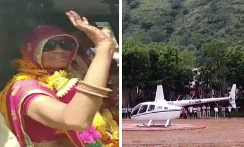 Indian teacher books chopper to fly wife home on his retirement day

