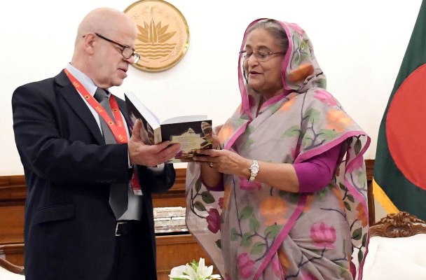 PM receives 2 Russian translated books on Bangabandhu
