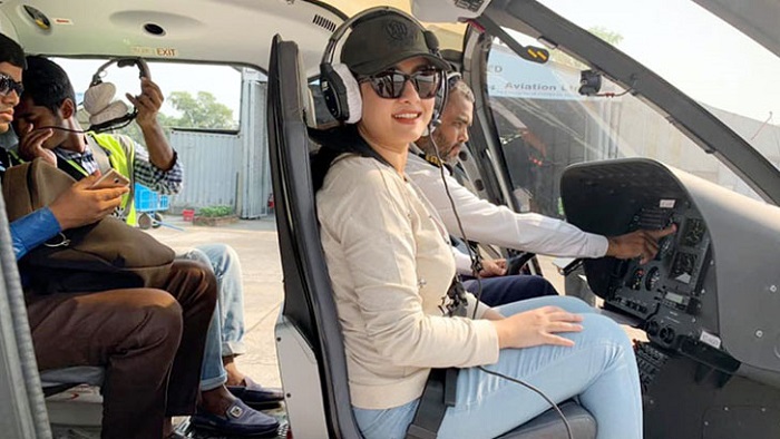 Purnima flies to shooting spot due to road blockage