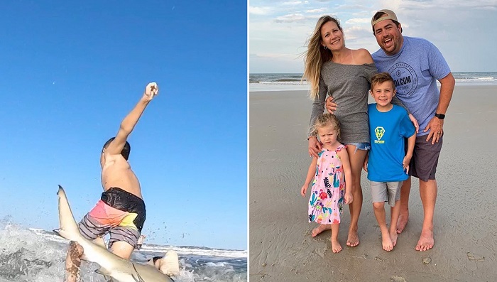 Shark knocks boy off his surfboard (Video)