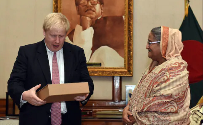 PM greets Boris Johnson; seeks support for Rohingya repatriation