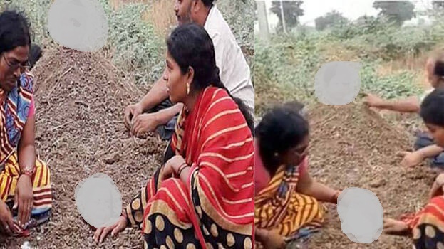 Hoping miracle during solar eclipse, parents bury handicapped kids neck-deep in cattle dung in India