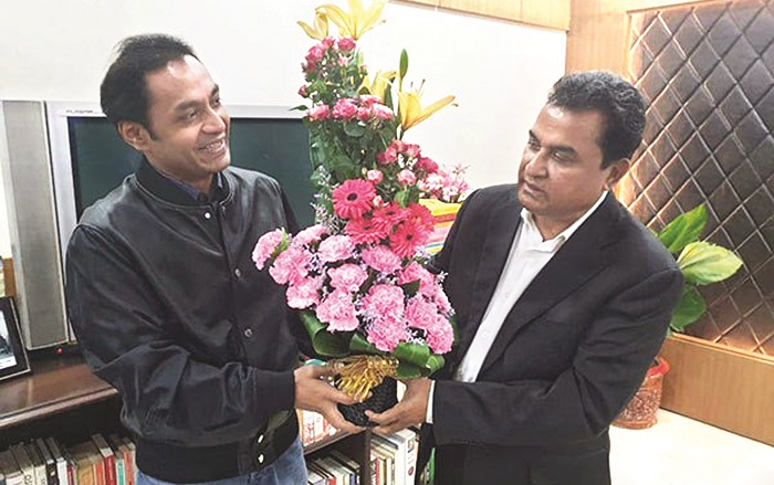 Bashundhara Group MD Sayem Sobhan Anvir greets Finance Minister
