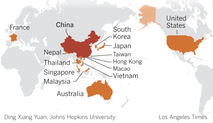 14 countries confirmed coronavirus cases