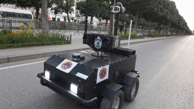Tunisia deploys police robot on lockdown patrol