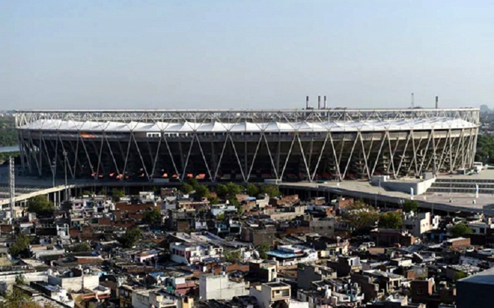 Virus prevents play at Trump-opened world’s biggest cricket stadium