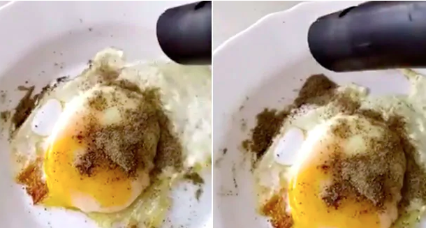 Man uses vacuum cleaner to remove extra pepper from egg - see what happens next