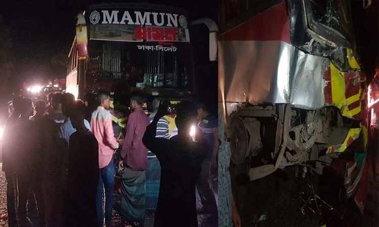 Six among three of a family killed as bus hits auto-rickshaw in Sylhet