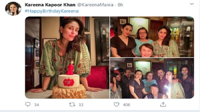 Kareena celebrates birthday with family and her “fabulous at 40” cake 