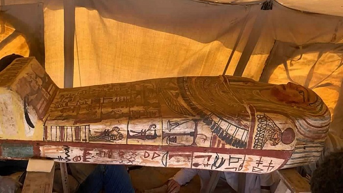 Archaeologists unearth 27 coffins at Egypt’s Saqqara pyramid