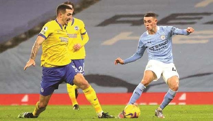 Foden strikes against Brighton to send Man City third in Premier League