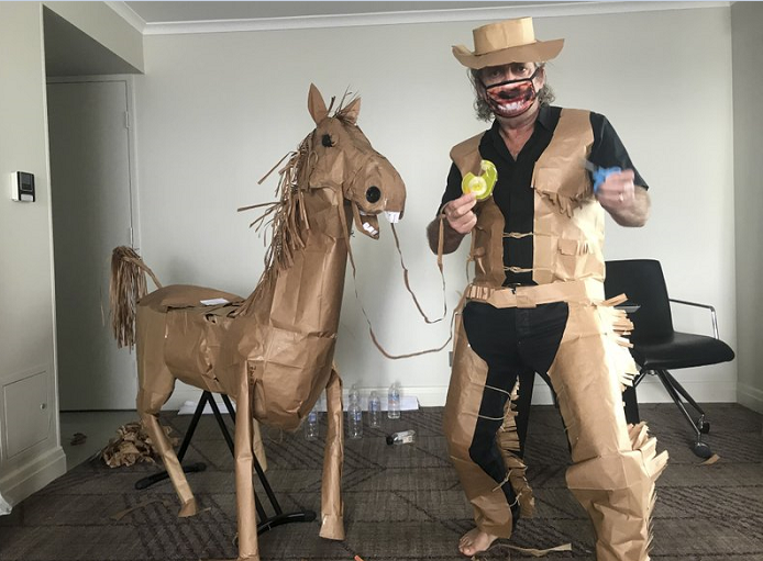 A paper cowboy rides out his quarantine in Australian hotel
