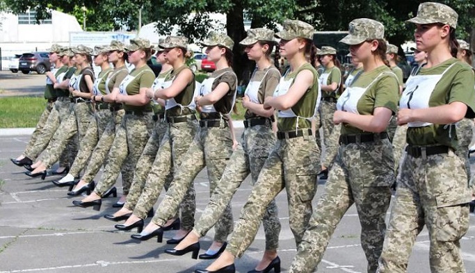 Ukrainian army defends decision to make female soldiers march in high heels
