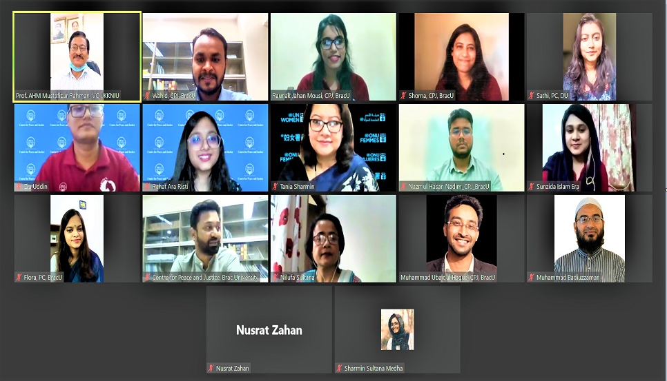 Centre for Peace and Justice, Brac University in partnership with UN Women organised a virtual Peace Adda event to celebrate International Day of Peace