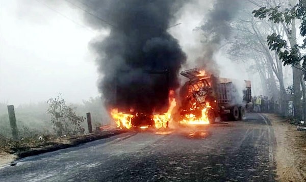 Man burned to death as truck catches fire after collision with another in Sylhet
