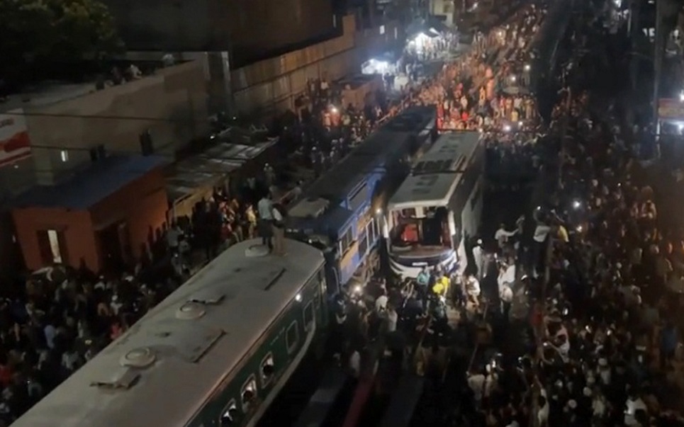 Bus, train collision in Malibagh