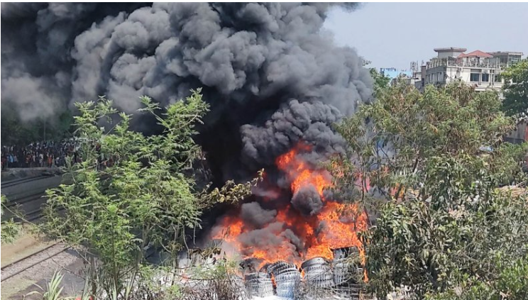 Fire at Ctg tyre warehouse under control, train communication resumes