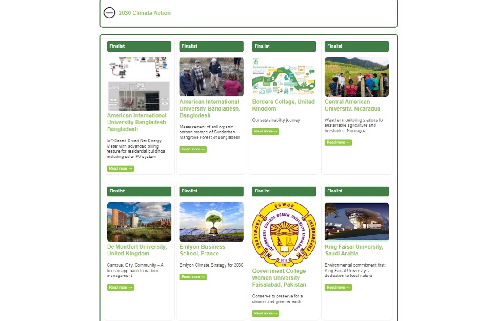 AIUB among finalist for 2nd time in 'International Green Gown Awards 2023'