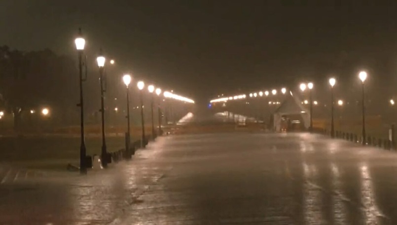 Indian capital sees heavy rain after a long spell of hot and humid 

