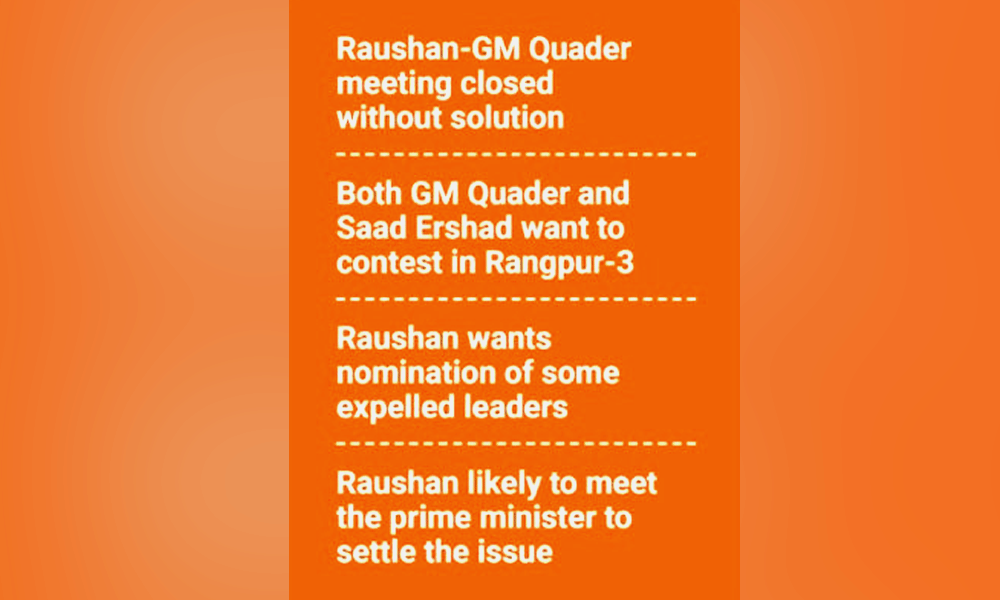 Jatiya Party yet to resolve Raushan-Quader feuds