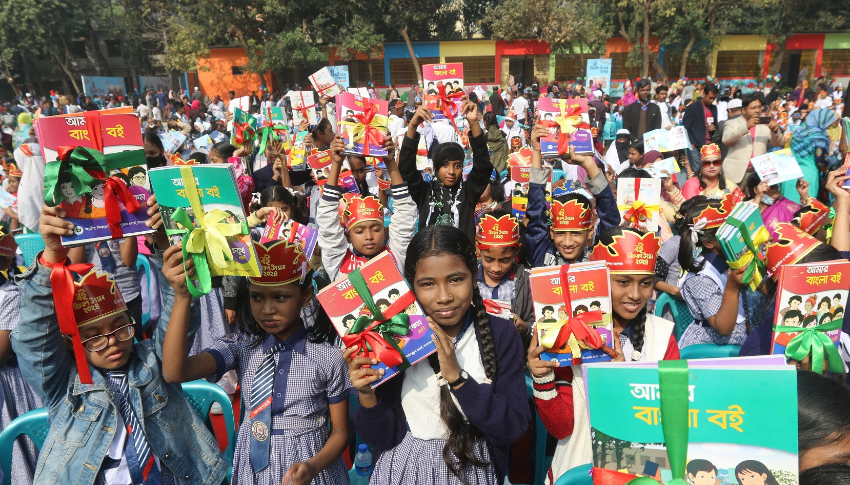 Students elated by the smell of new textbooks