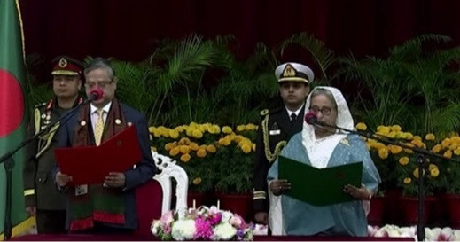 Sheikh Hasina takes oath as premier for 4th straight term
