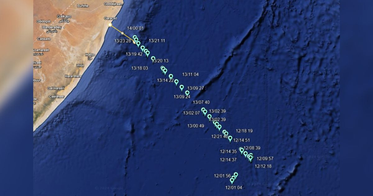 Hijacked MV Abdullah close to Somali coast Garacad