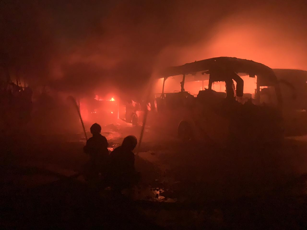 14 parked buses burnt in Demra