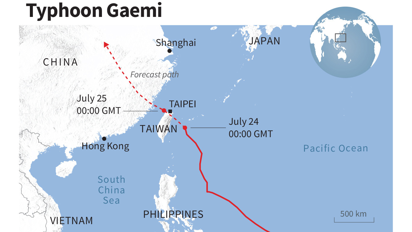 Taiwan shuts down as Typhoon Gaemi approaches
