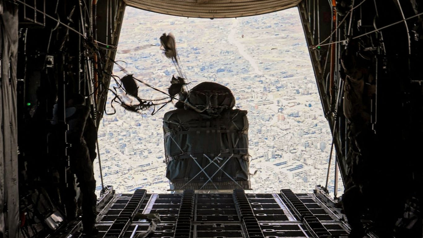 Food airdropped into Gaza as Israel says opening aid routes