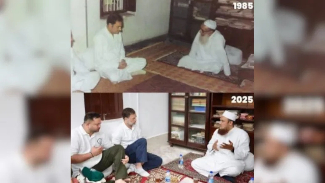 Two images from 2 political eras: Rahul Gandhi in Bihar recreates 1985 Pic