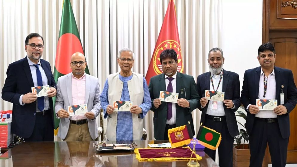Prof Yunus unveils Victory Day stamp