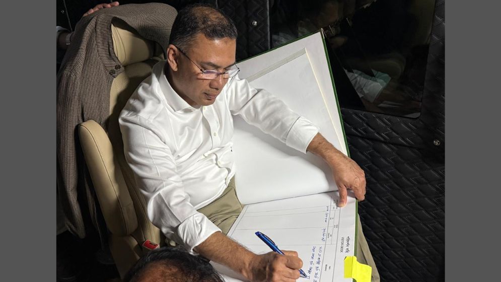 Tarique Rahman signs visitors’ book at National Martyrs’ Memorial
