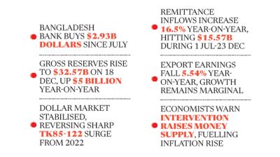 Dollar purchases lift reserves, fuel inflation concerns