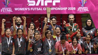Women booters bring laurels again, this time in SAFF Futsal