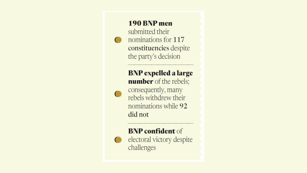 ‘BNP alliance candidates face challenges in 79 constituencies from rebels’
