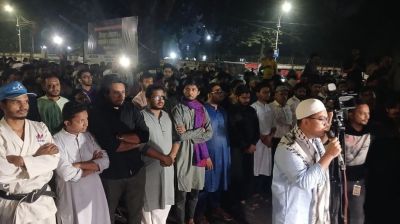 DU students hold funeral in absentia for Ayatollah Ali Khamenei, stage protest rally