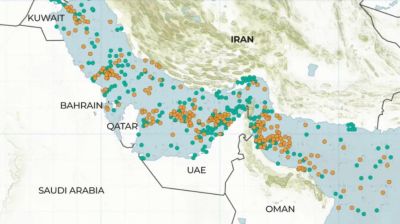 Vessel tracker showing traffic in Strait of Hormuz after Iran closes it again