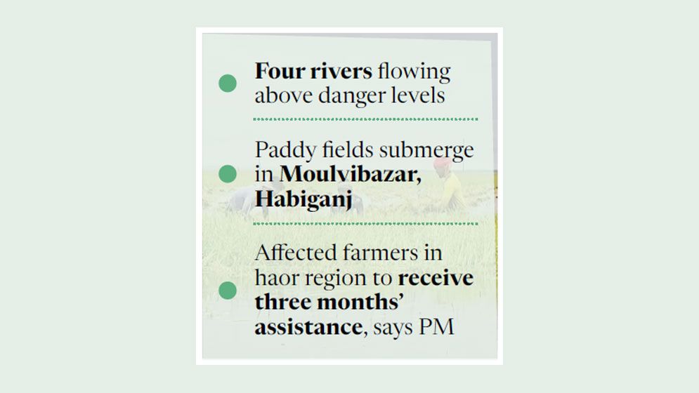 Floods continue in Netrokona, Moulvibazar, while Habiganj, Sylhet, Sunamganj at risk