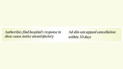 Govt revokes Ad-din Hospital’s licence, orders patient relocation